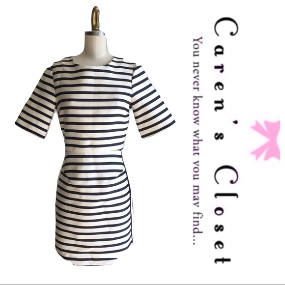 NWOT Top Shop Navy & Cream Satin Stripe Mini Dress - Picture 5 of 8